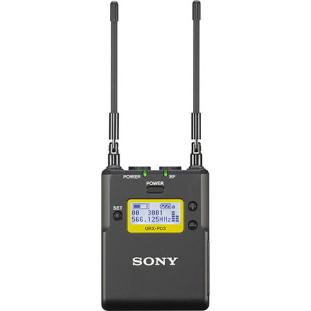 Sony URXP03 Portable Tuner for UWP-D, UWP and WL-800 Wireless Microphones, Includes Belt Clip, Shoe-Mount Adapter, Output Cables, 42/51: 638 - 698MHz