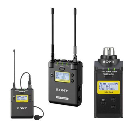Sony URX-P03D Wireless System, Includes 2-CH Portable Receiver, Belt-Pack Transmitter with Lav Mic, and Plug-On Transmitter, Frequency: 470-542MHz