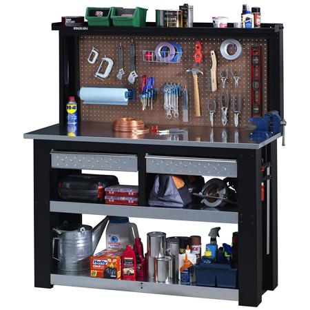 Stack-On Professional Steel Workbench, Black / Tread Plate