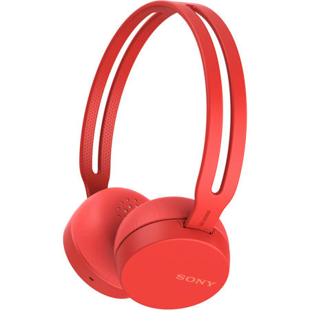 Sony WH-CH400 Wireless On-Ear Headphones with Mic, Red
