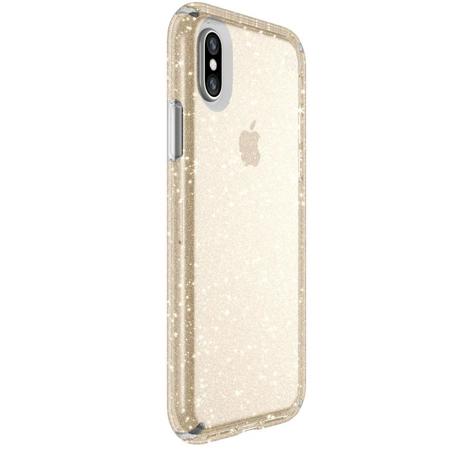 Speck Presidio Clear + Glitter Case for iPhone X, Clear with Gold Glitter/Clear