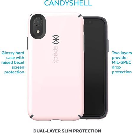 Speck CandyShell Case for iPhone XR, Quartz Pink/Slate Gray
