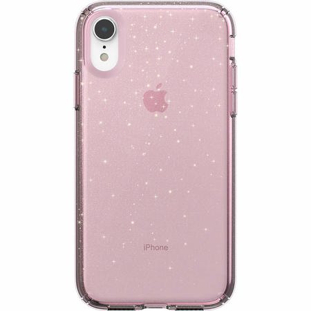 Speck Presidio Clear + Glitter Case for iPhone XR, Clear Gold Glitter