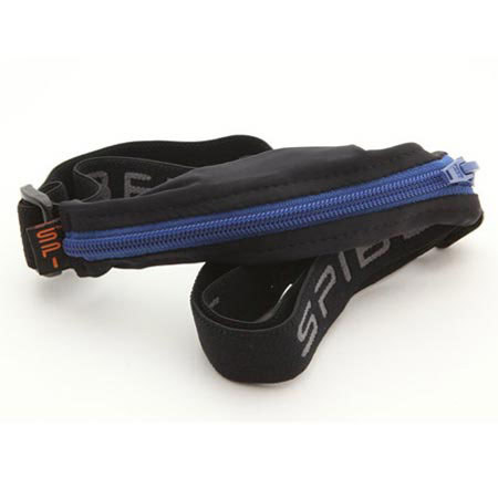 SPIbelt Original Small Personal Item Belt, Black Fabric/Blue Zipper