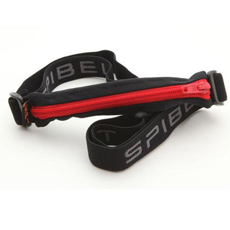 SPIbelt Original Small Personal Item Belt, Black Fabric/Red Zipper