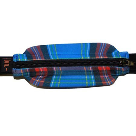 SPIbelt Adult's SPIbelt, Blue Plaid Fabric/Black Zipper/Logo Band
