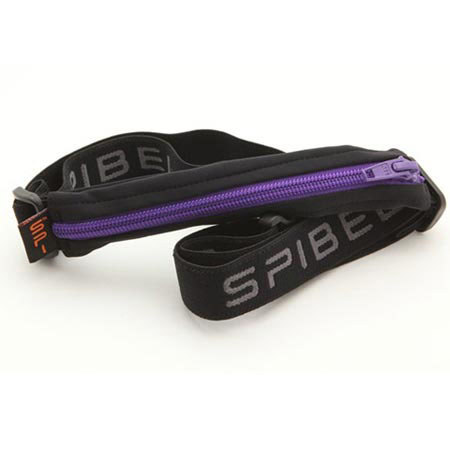 SPIbelt Original Small Personal Item Belt, Black Fabric/Purple Zipper