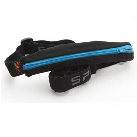 SPIbelt Original Small Personal Item Belt, Black Fabric/Turquoise Zipper