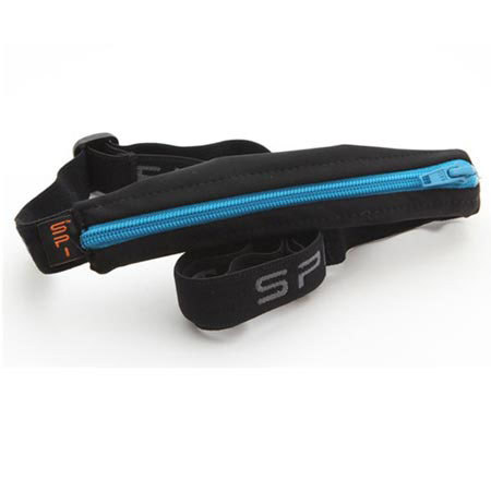 SPIbelt Large Pocket (8.9"), Black Fabric/Turquoise Zipper