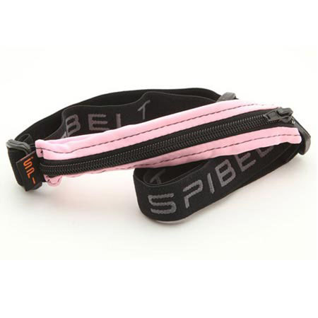 SPIbelt Original Small Personal Item Belt, Pink Fabric/Black Zipper