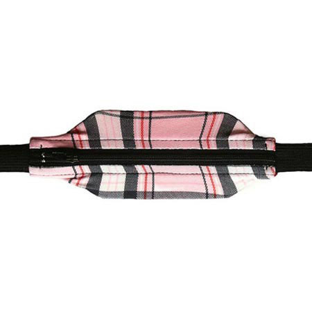 SPIbelt Adult SPIbelt, Pink Plaid Fabric/Black Zipper/Logo Band