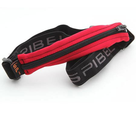 SPIbelt Original Small Personal Item Belt, Red Fabric/Black Zipper