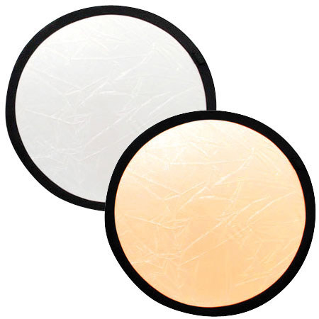 SP Studio Systems 12" Circular Collapsible Disc Reflector, Gold / White.
