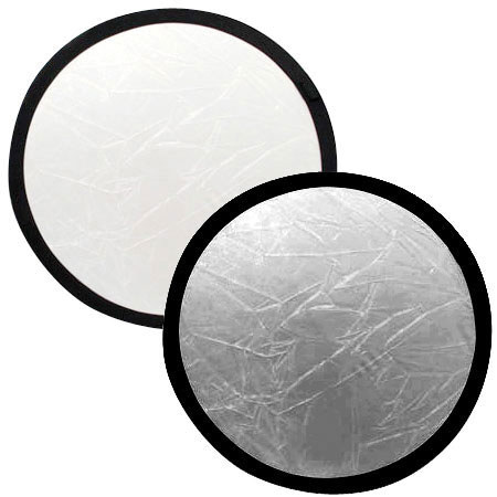 SP Studio Systems 12" Circular Collapsible Disc Reflector, Silver / White.