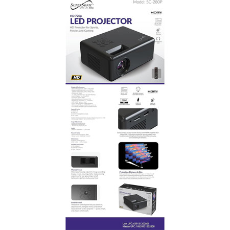 あ*け様 【値下げ中】World Family  Projector Supersonic SC-280P HD LED Home Cinema Projector, Black SC-280P