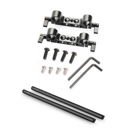 SmallRig Super Lightweight 15mm Railblock, 2-Pack - With SmallRig 15mm Black Aluminum Alloy Rod Pair, M12 Thread, 16"