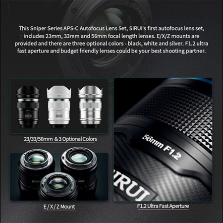 Sirui Sniper Series 3-Lens Set with 23mm, 33mm and 56mm f