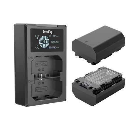 SmallRig 2x NP-FZ100 14.69Wh 7.2V 2040mAh Camera Battery and Dual Charger Kit