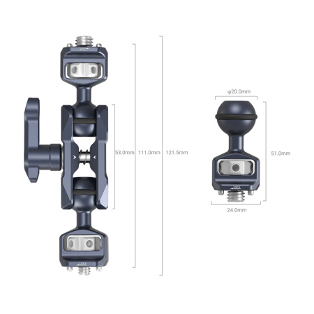 SmallRig Magic Arm with Dual Ball Heads, Arri Locating Screw and 1/4" Screw