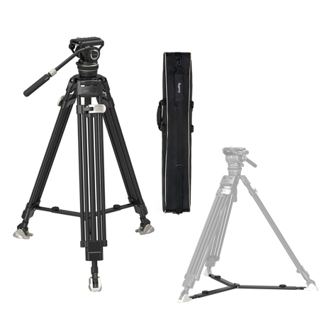SmallRig FreeBlazer AD-100 3-Section Heavy-Duty Carbon Fiber Tripod with Video Head, Bundle with Ground Spreader