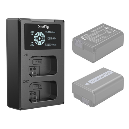 SmallRig Dual Camera Battery Charger with LCD Screen for NP-FW50 4081