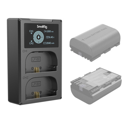 SmallRig Dual Camera Battery Charger with LCD Screen for LP-E6NH