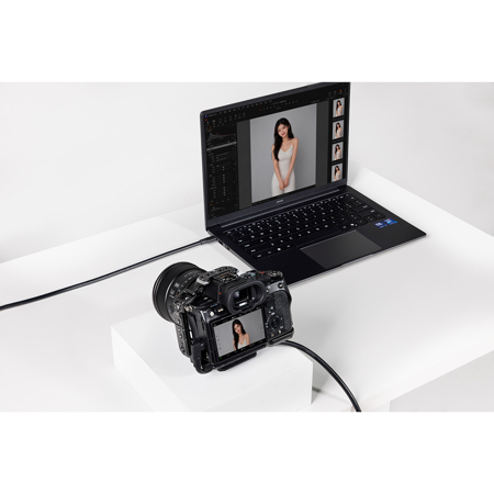 SmallRig 15.1' USB-C Straight to Right Angle Tether Cable, Black