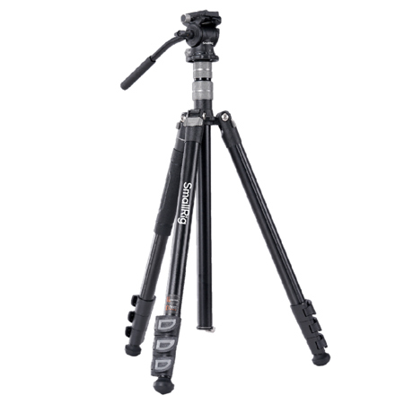 SmallRig 4-Section Aluminum Reverse-Folding Travel Tripod with Fluid Head