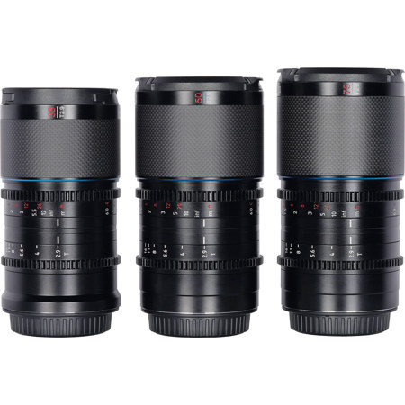 Sirui Saturn T2.9 1.6x Carbon Fiber Anamorphic Lens 35mm, 50mm, 75mm Set L Mount Blue