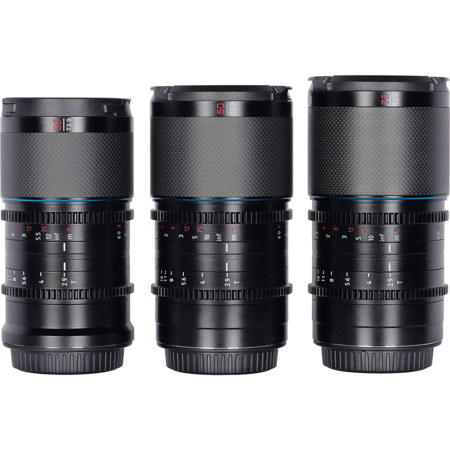 Sirui Saturn T2.9 1.6x Carbon Fiber Anamorphic Lens 35mm, 50mm, 75mm Set Nikon Z Blue