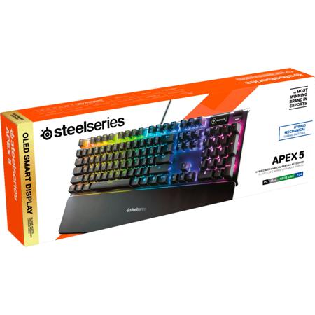 SteelSeries Apex 5 Hybrid Mechanical RGB Gaming Keyboard, English