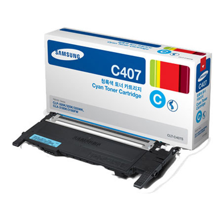 Samsung CLT-C407S Toner Cartridge, 1000 Pages Yield, Cyan