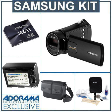 Samsung HMX-H300 Full HD Camcorder,- Black - Bundle - with 16GB SD