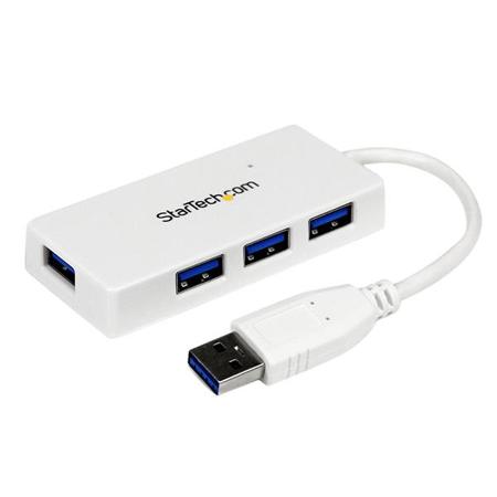 StarTech Portable 4 Port SuperSpeed Mini USB 3.0 Hub, White