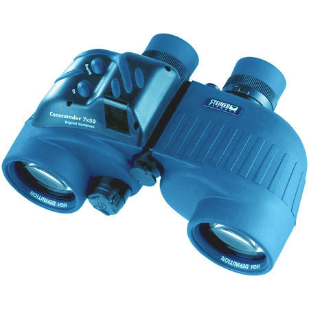 Simmons Steiner 7x50 Commander Digital, Water Proof Porro Prism Binocular with Compass, with 7.3° Angle of View, Blue.
