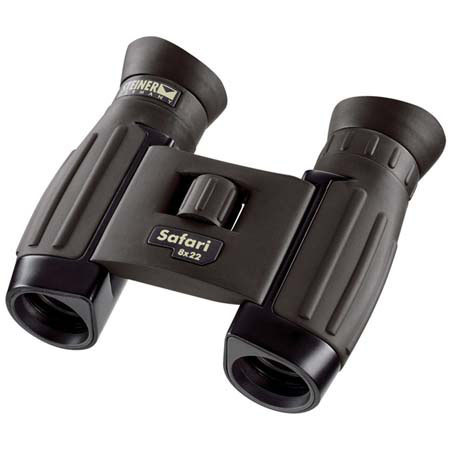 Steiner 8x22 Safari, Weather Resistant Roof Prism Binocular with 7.0 Degree Angle of View, Black.