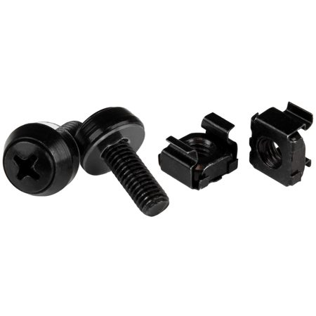 StarTech M6x 12mm Screw and Cage Nut, 100 Pack, Black