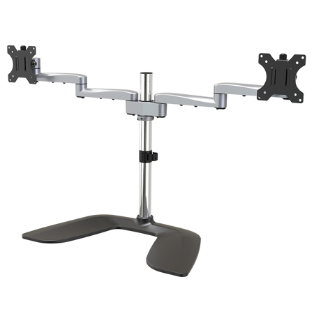 StarTech 32" Articulating Aluminum Dual-Monitor Stand, Black/Silver