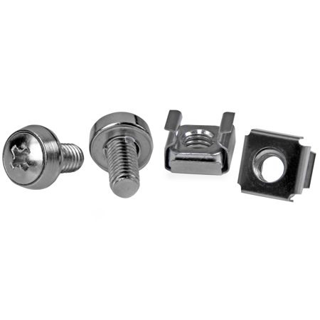 StarTech M6x 12mm Screw and Cage Nut for Server Rack Cabinet, 50 Pack