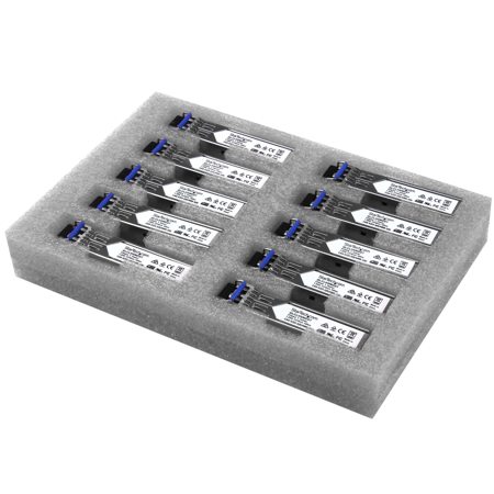 StarTech 10km 1310nm Cisco GLC-LH-SMD Compatible Gigabit Fiber SM/MM LC SFP Transceiver Module, 10 Pack, Silver