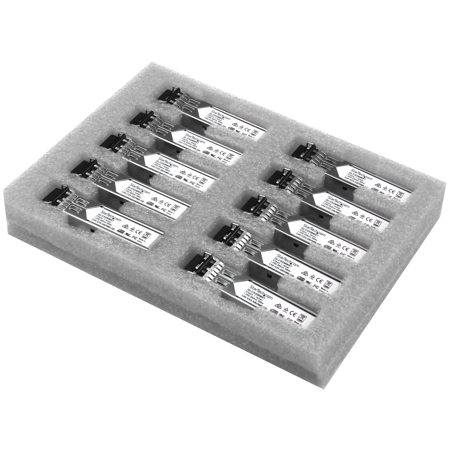StarTech 550m / 1804.44' 850nm Cisco GLC-SX-MM Compatible Gigabit Fiber MM LC SFP Transceiver Module, 10 Pack, Silver