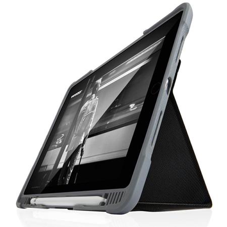 STM Dux Plus Case with Apple Pencil or Logitech Crayon Storage for iPad 6th Gen, Black (Commercial)