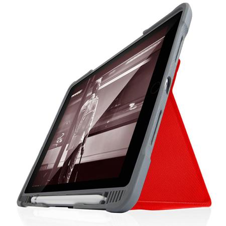 STM Dux Plus Case with Apple Pencil or Logitech Crayon Storage for iPad 6th Gen, Red (Commercial)