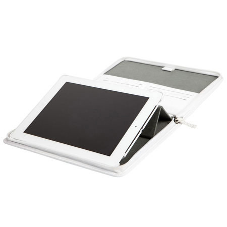STM Folio Premium Leather Portfolio Organizer for iPad 2/iPad 3/iPad 4, White