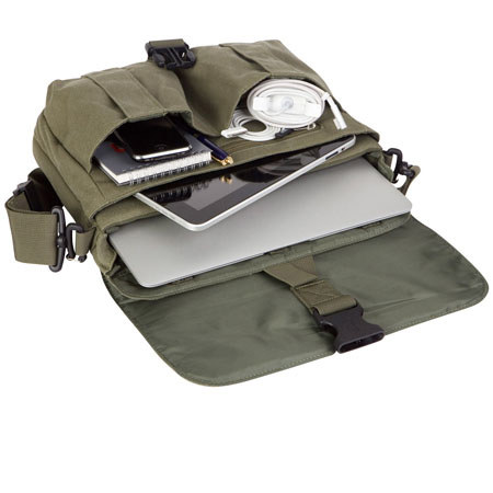 STM Slim Extra Small 11 inch Laptop Shoulder Bag, Olive