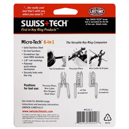 Swiss+Tech MTCSS-1 Micro Tech 6-in-1 Key Ring Tool