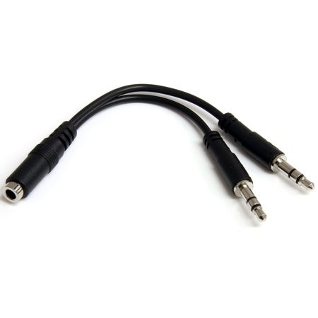 StarTech 3.5 mm 4 Position Female to 2x 3.5mm Male Headset Adapter, 30 AWG
