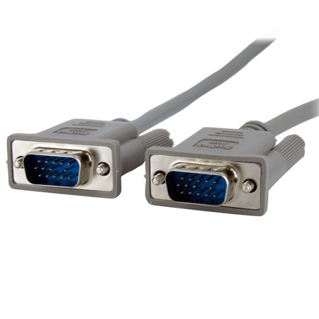 StarTech 15' Monitor VGA Cable with 15 Pin High Density D-Sub Male Connectors, 28 AWG, Gray