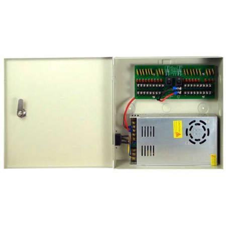 Securitytronix 12VDC 20A 18-Port Camera Power Supply with IEC 3-pin Cord, Beige