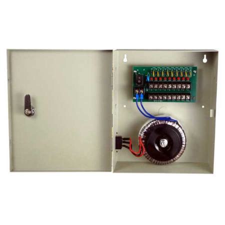 Securitytronix 24VAC 5A 9-Port Camera Power Supply with IEC 3-pin AC Cord, Beige